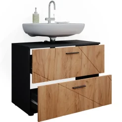 Waschbeckenunterschrank Irma Goldkraft Eiche/Anthrazit 80 x 58.6 cm Vicco