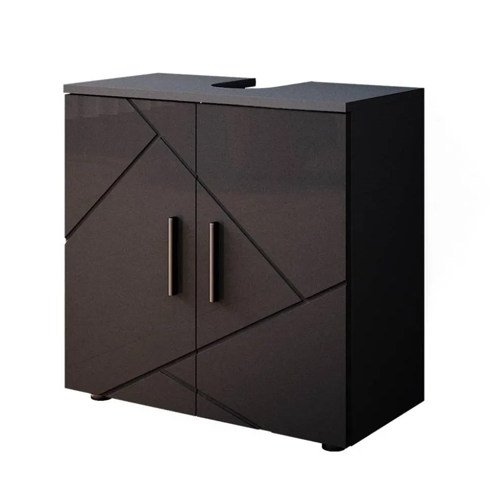 Waschbeckenunterschrank Irma Anthrazit Hochglanz 60 x 59 cm Vicco