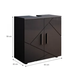 Waschbeckenunterschrank Irma Anthrazit Hochglanz 60 x 59 cm Vicco