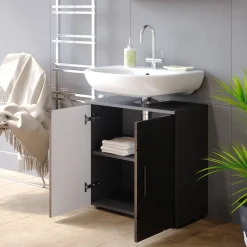 Waschbeckenunterschrank Irma Anthrazit Hochglanz 60 x 59 cm Vicco