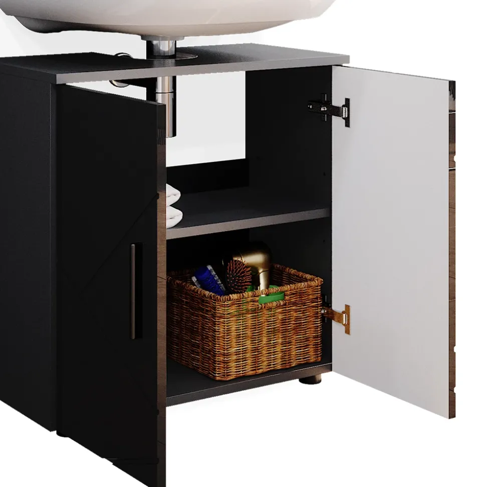 Waschbeckenunterschrank Irma Anthrazit Hochglanz 60 x 59 cm Vicco