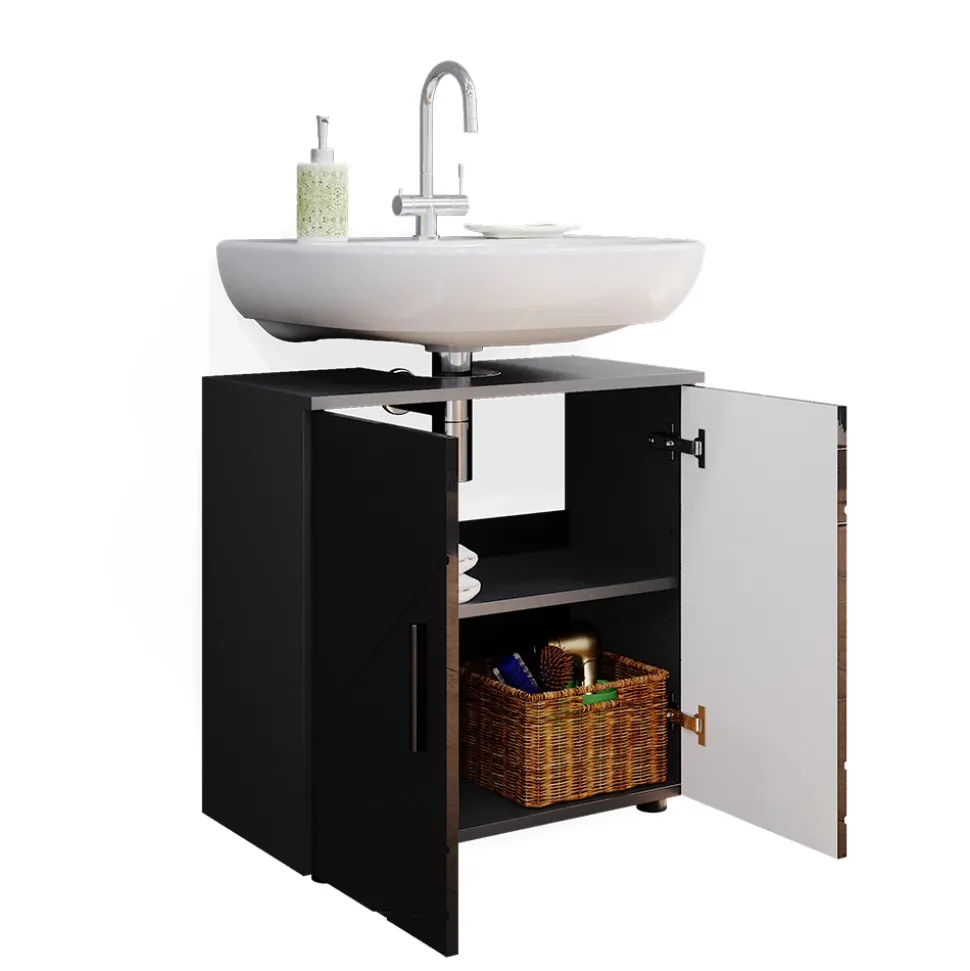 Waschbeckenunterschrank Irma Anthrazit Hochglanz 60 x 59 cm Vicco