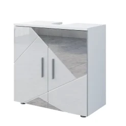 Waschbeckenunterschrank Irma Weiß Hochglanz mit Einsätzen 60 x 59 cm Vicco