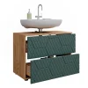 Waschbeckenunterschrank Irma Grün 80 x 58.6 cm mit 2 Schubladen Vicco