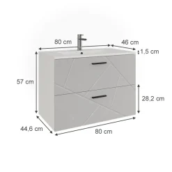 Waschbeckenunterschrank Irma Weiß/Weiß Hochglanz 2 Teile Vicco