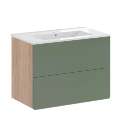Waschbeckenunterschrank Izan Goldkraft Eiche/Grün 2-teilig Vicco