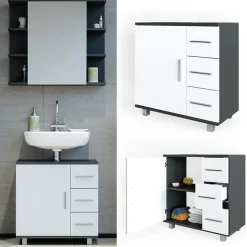 Waschbeckenunterschrank Ilias Anthrazit 60 x 60.8 cm Vicco