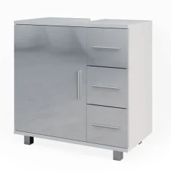 Waschbeckenunterschrank Ilias Weiß Hochglanz 60 x 60.8 cm Vicco