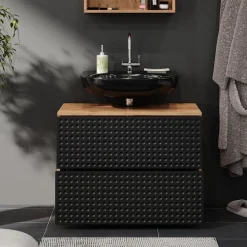 Waschbeckenunterschrank Irma Anthrazit gepunktet 80 x 58.6 cm mit 2 Schubladen Vicco