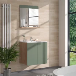 Waschbeckenunterschrank Izan Goldkraft Eiche/Grün Vicco