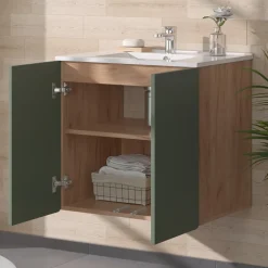 Waschbeckenunterschrank Izan Goldkraft Eiche/Grün Vicco