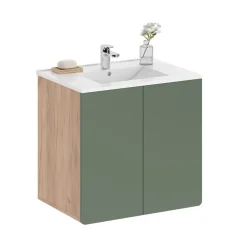 Waschbeckenunterschrank Izan Goldkraft Eiche/Grün Vicco
