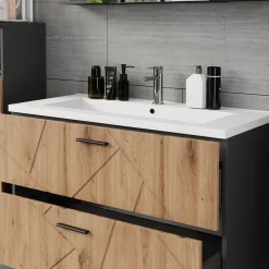 Waschbeckenunterschrank Irma Anthrazit/Artisan 2 Teile Vicco