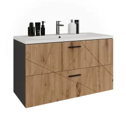 Waschbeckenunterschrank Irma Anthrazit/Artisan 2 Teile Vicco