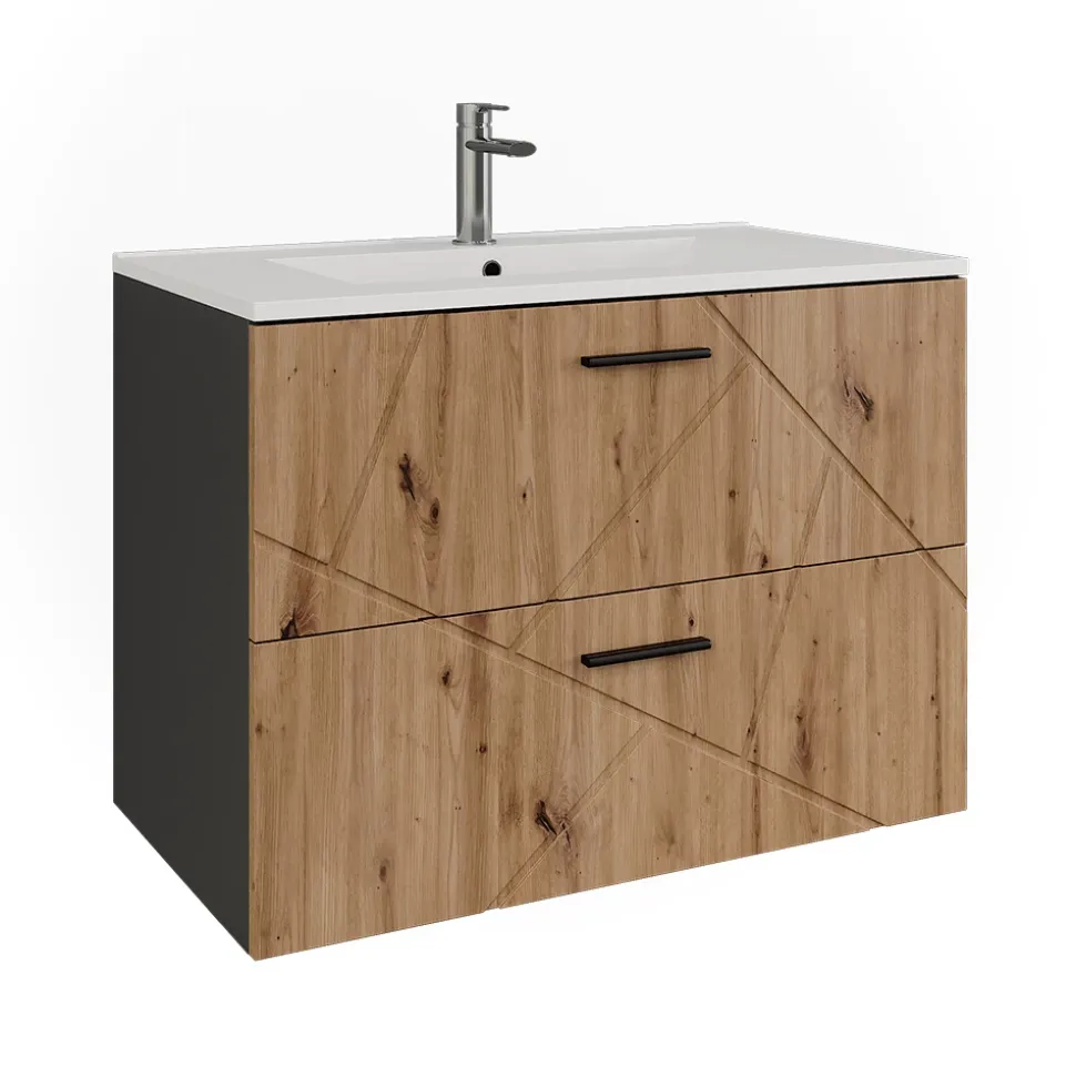 Waschbeckenunterschrank Irma Anthrazit/Artisan 2 Teile Vicco