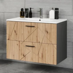 Waschbeckenunterschrank Irma Anthrazit/Artisan 2 Teile Vicco