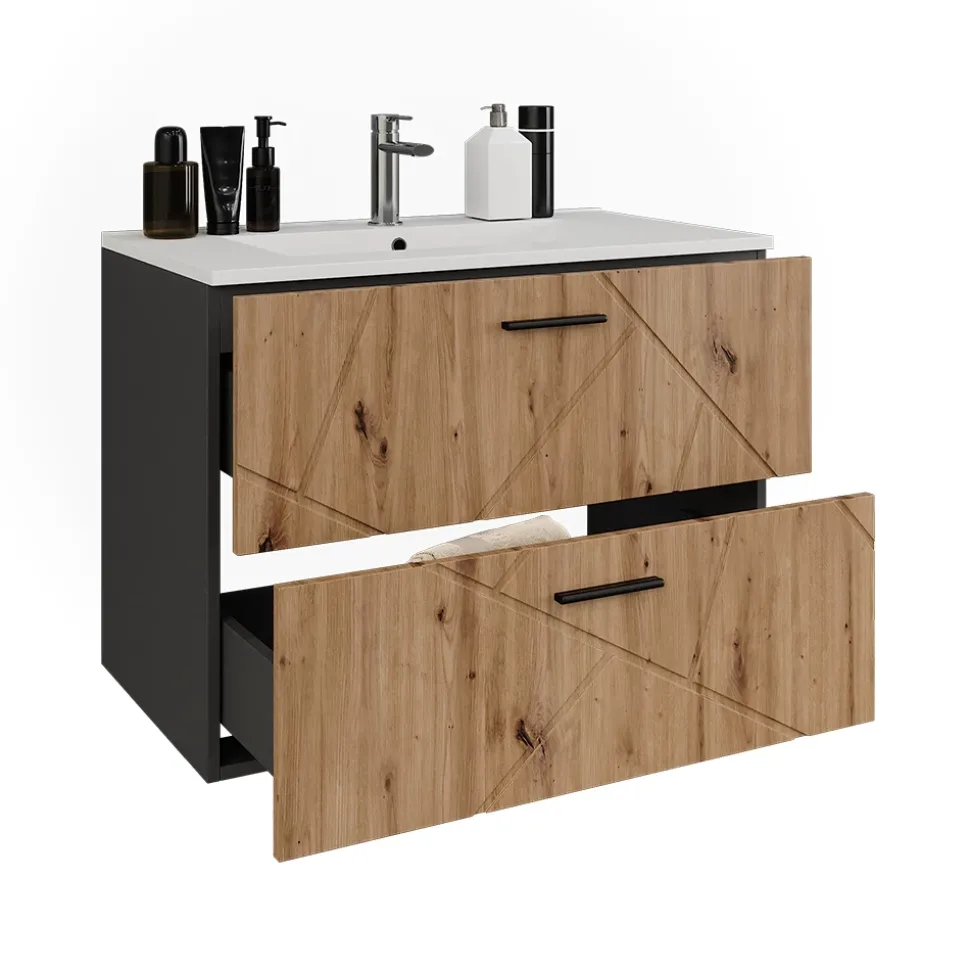 Waschbeckenunterschrank Irma Anthrazit/Artisan 2 Teile Vicco