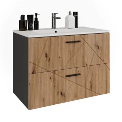 Waschbeckenunterschrank Irma Anthrazit/Artisan 2 Teile Vicco