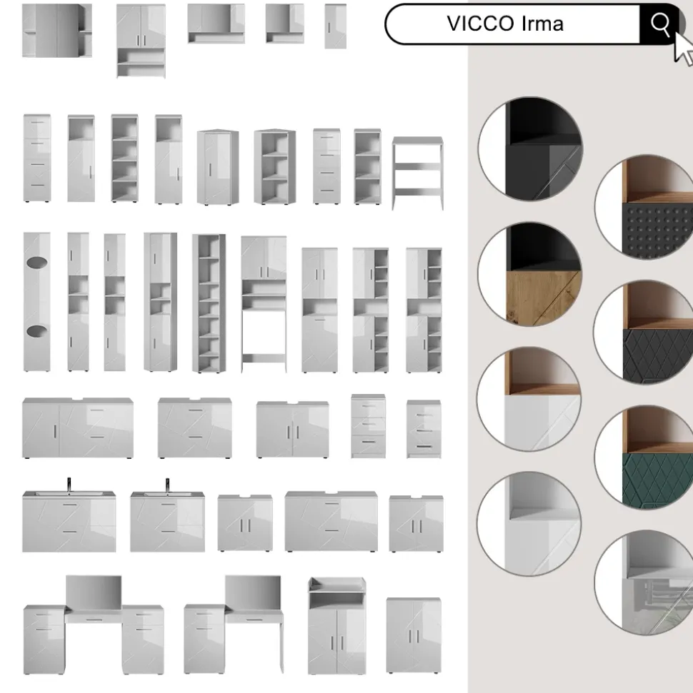 Waschbeckenunterschrank Irma Anthrazit/Artisan 2 Teile Vicco