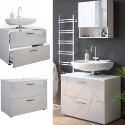 Waschbeckenunterschrank Irma Weiß Hochglanz 80 x 58.6 cm Vicco