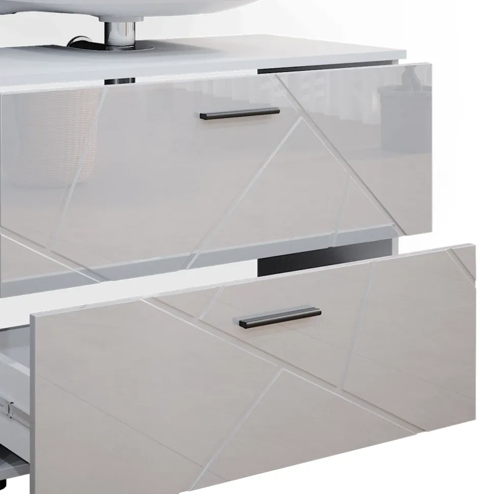 Waschbeckenunterschrank Irma Weiß Hochglanz 80 x 58.6 cm Vicco