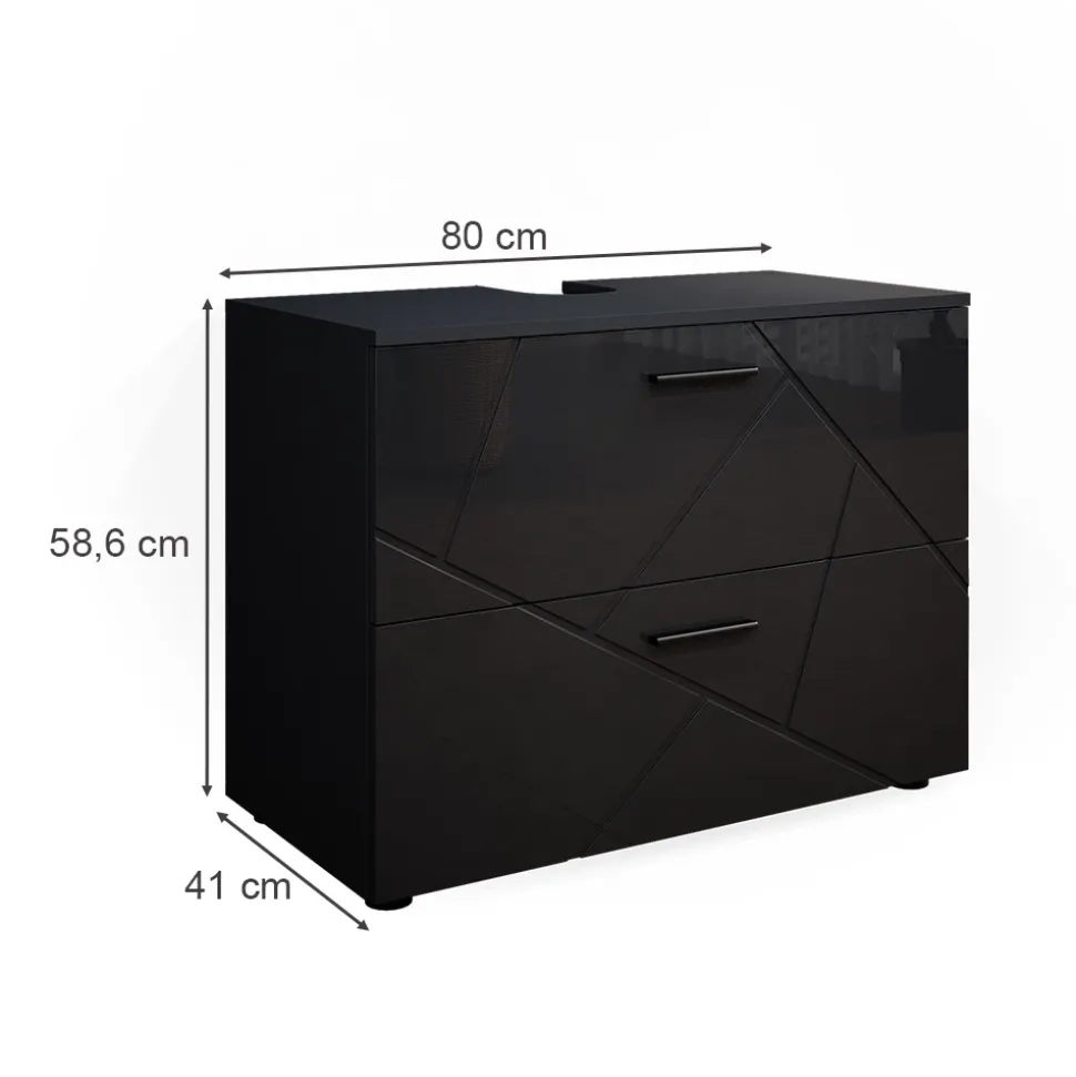 Waschbeckenunterschrank Irma Anthrazit Hochglanz 80 x 58.6 cm Vicco