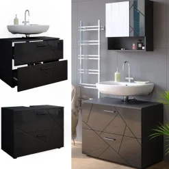 Waschbeckenunterschrank Irma Anthrazit Hochglanz 80 x 58.6 cm Vicco