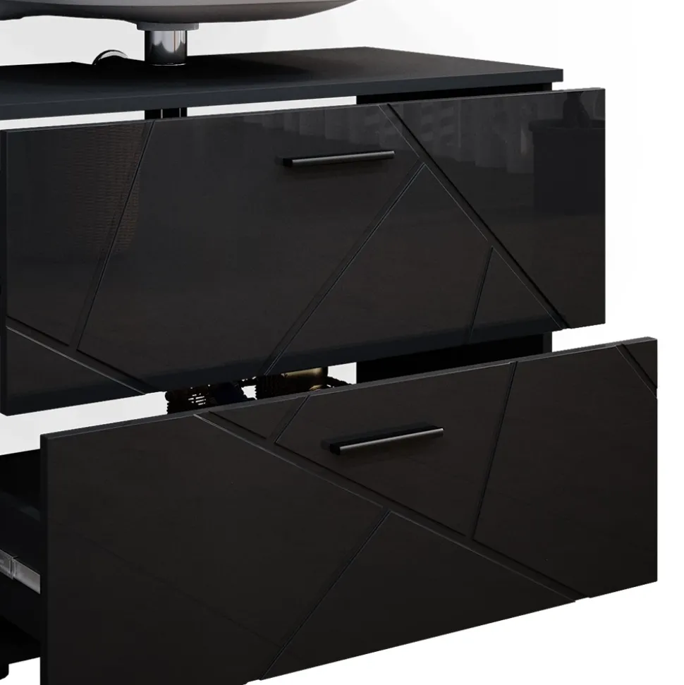 Waschbeckenunterschrank Irma Anthrazit Hochglanz 80 x 58.6 cm Vicco