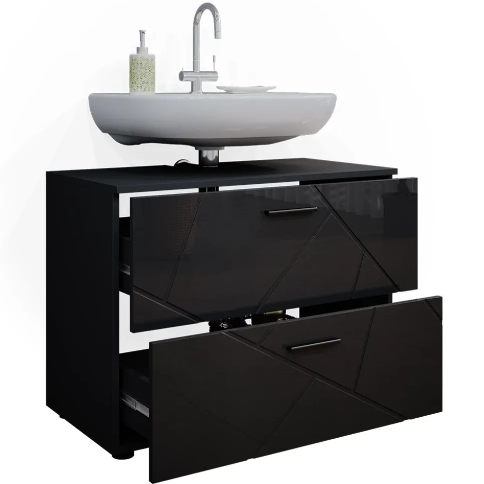 Waschbeckenunterschrank Irma Anthrazit Hochglanz 80 x 58.6 cm Vicco