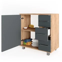 Waschbeckenunterschrank Ilias Goldkraft Eiche 60 x 60.8 cm Vicco