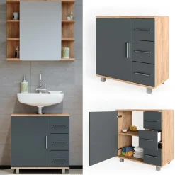 Waschbeckenunterschrank Ilias Goldkraft Eiche 60 x 60.8 cm Vicco