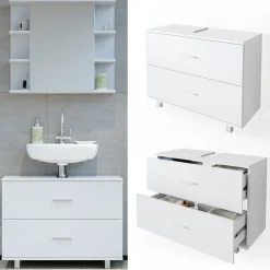 Waschbeckenunterschrank Ilias Weiß 80 x 60.8 cm Vicco