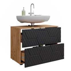 Waschbeckenunterschrank Irma Anthrazit mit Wabenstruktur 80 x 58.6 cm mit 2 Schubladen Vicco