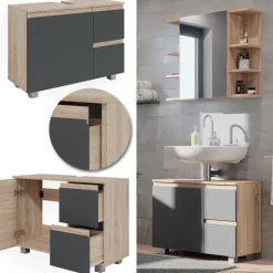 Waschbeckenunterschrank J-Shape Anthrazit 80 x 60.8 cm Vicco