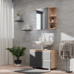 Waschbeckenunterschrank J-Shape Anthrazit 80 x 60.8 cm Vicco