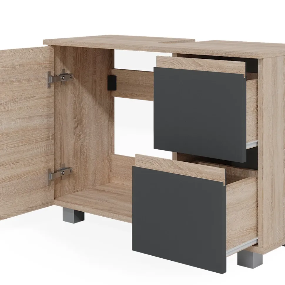 Waschbeckenunterschrank J-Shape Anthrazit 80 x 60.8 cm Vicco