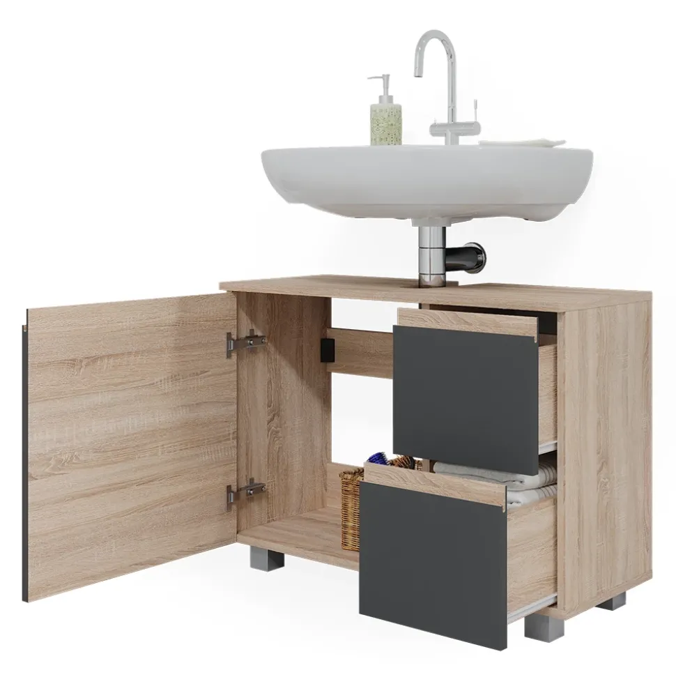 Waschbeckenunterschrank J-Shape Anthrazit 80 x 60.8 cm Vicco