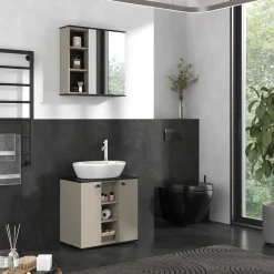 Waschbeckenunterschrank Joli Greige 60 x 59 cm mit 2 Türen Vicco