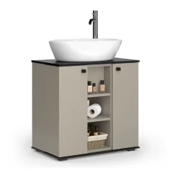 Waschbeckenunterschrank Joli Greige 60 x 59 cm mit 2 Türen Vicco