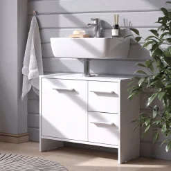 Waschbeckenunterschrank Karli Weiß 70.2 x 57 cm mit 2 Schubladen und 1 Tür Vicco