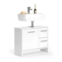 Waschbeckenunterschrank Karli Weiß 70.2 x 57 cm mit 2 Schubladen und 1 Tür Vicco