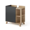 Waschbeckenunterschrank Karen Sonoma/Anthrazit 60 x 65 cm mit Tür und offenen Fächern Vicco