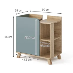 Waschbeckenunterschrank Karen Sonoma/Blau 60 x 65 cm mit Tür und offenen Fächern Vicco