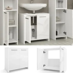 Waschbeckenunterschrank Kiko Weiß Hochglanz/Weiß 58 x 60 cm Vicco