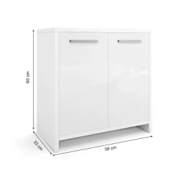 Waschbeckenunterschrank Kiko Weiß Hochglanz/Weiß 58 x 60 cm Vicco