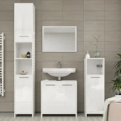 Waschbeckenunterschrank Kiko Weiß Hochglanz/Weiß 58 x 60 cm Vicco