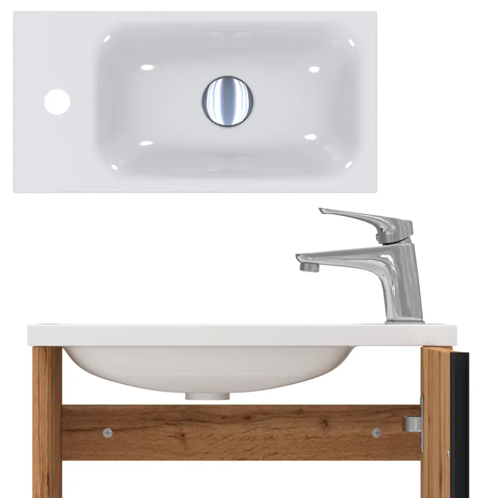 Waschbeckenunterschrank Kleo Goldkraft Eiche 2 Teile Vicco