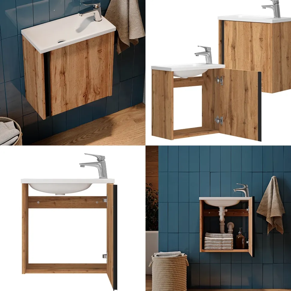 Waschbeckenunterschrank Kleo Goldkraft Eiche 2 Teile Vicco