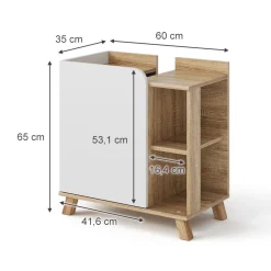 Waschbeckenunterschrank Karen Sonoma/Weiß 60 x 65 cm mit Tür und offenen Fächern Vicco