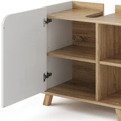 Waschbeckenunterschrank Karen Sonoma/Weiß 60 x 65 cm mit Tür und offenen Fächern Vicco